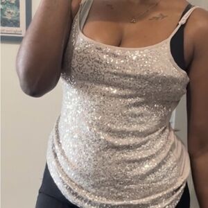 Sequin Embellished Women's Top - Cream